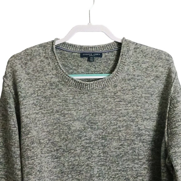 Mens Roll Neck Sweater XXL Heavy 100% Cotton Crew Neck Heather Gray Cooper Jones - Picture 1 of 8